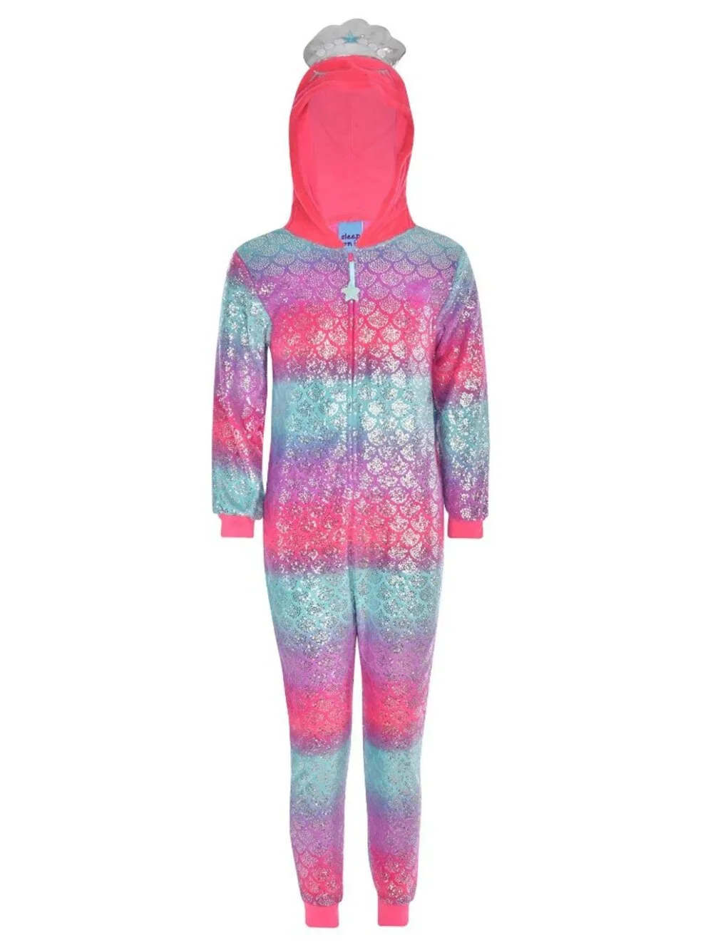 Girls Large Sleep On It Unicorn Sparkle Hoodie PJ Onesie With Footies